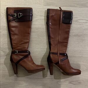 Cole Haan Brown and Dark Brown Heeled Boots